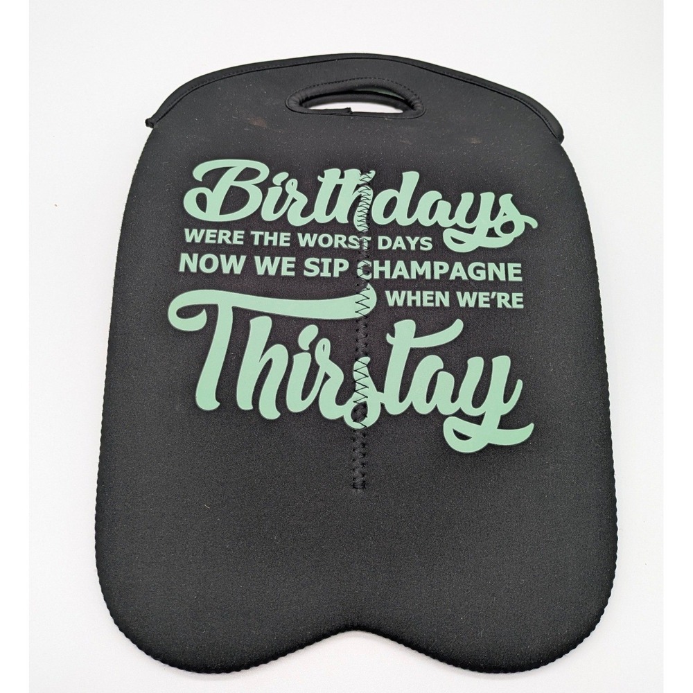 Double Wine Tote Birthday Thirsty Neoprene Champagne Bottle Holder Black Gift